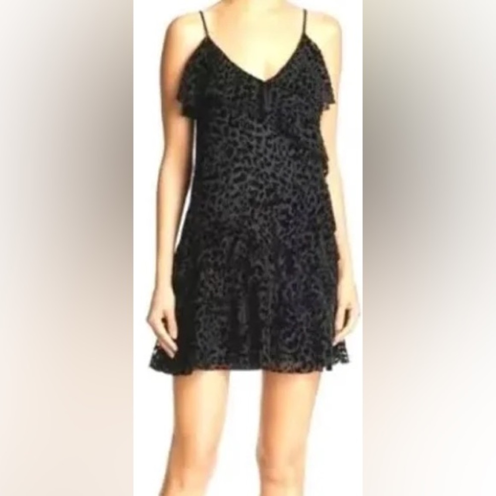 Parker black velvet cheetah dress NWT